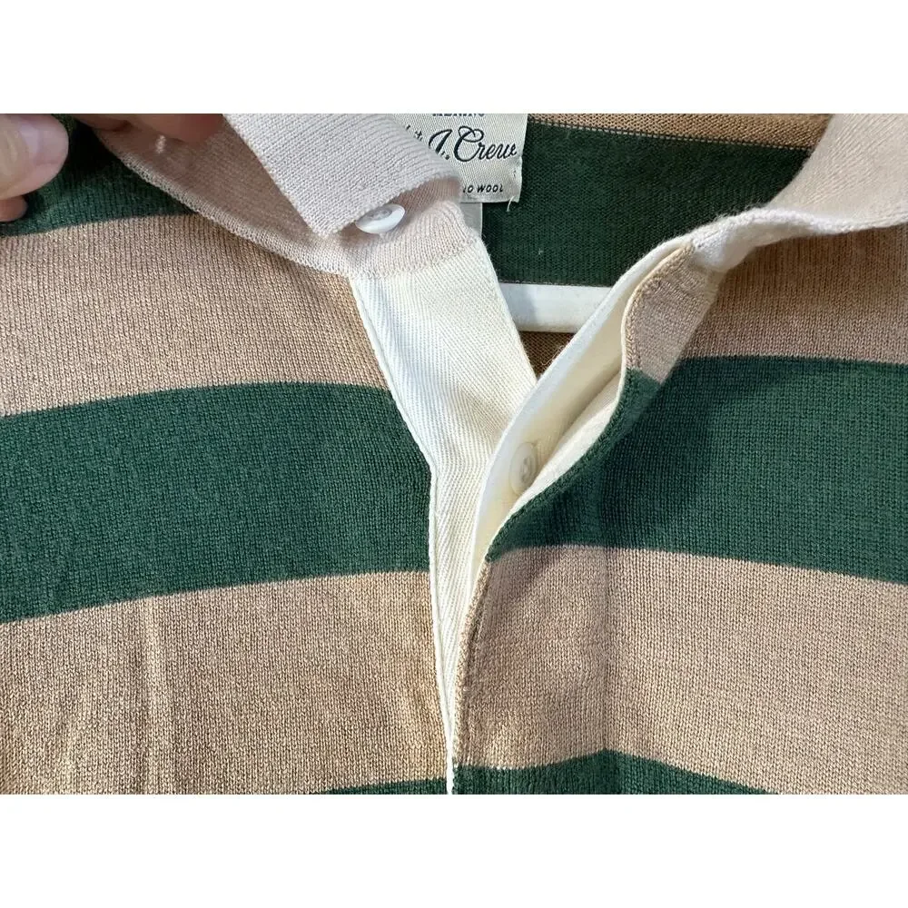 J.Crew Men's Rugged Merino Wool Rugby Sweater SZ L Fall Vibes Academia